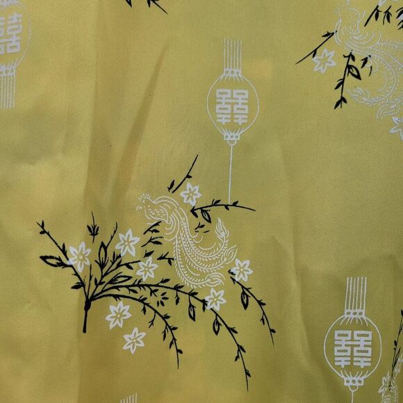 Reversible Kimono Robe L Black Embroidered Dragon Yellow Floral Asian Unisex - Picture 4 of 16